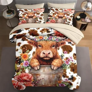 Highland Bull  5 Pcs Size Comforter Set w/Pillowcase and Sham