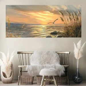 Sunset Beach Art canvas printed seascape painting