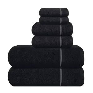 Soft 6 Pack Cotton Towel Set, 2 Bath, 2 Hand, 2 Wash Cloths