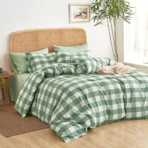 Gingham Buffalo Check Farmhouse Duvet Cover Percale Bedding Set 3 Pieces