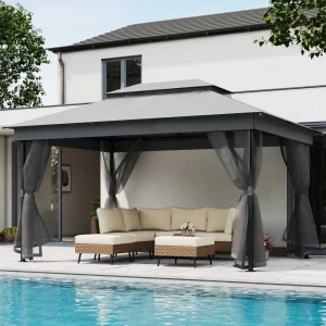 10' X 13' Waterproof Patio Gazebo with Mosquito Netting