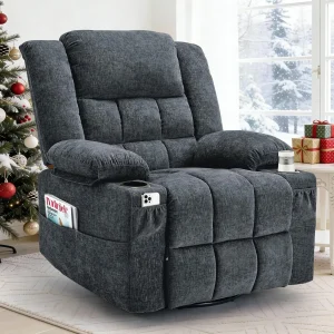 360° Swivel Rocker Recliner with Massage and Heating, Customized