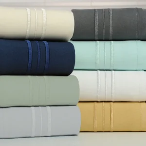 Bamboo 4 Piece Luxury 3 Line Embroidered Sheet Set