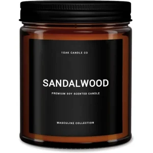 Long-Burning Sandalwood Soy Wax Candle - Masculine Fragrance