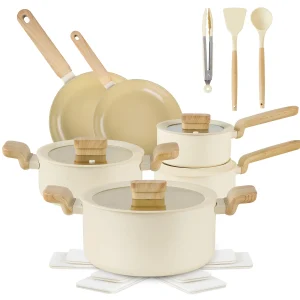 17-Piece Nonstick Induction-Compatible Cookware Set w/Stock Pot