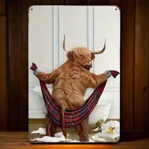 Highland Cow Metal Tin Sign Wall Art