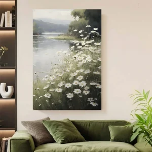 Framed Wooden  Wall Art, Beautiful Potted Flowers Vintage Floral Canvas Print  Peel