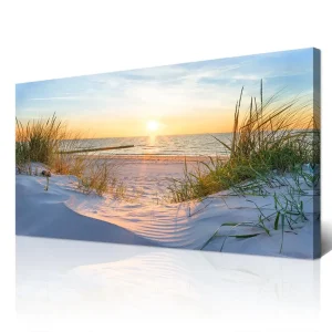 Large Canvas Wall Art  Decor - Black & White Blue Sea Wave Pictures - Framed - Thumbnail Image 10