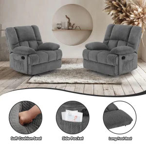 Oversized Rocker Recliner Chair, High Back Comfortable & Heavy Duty - Thumbnail Image 7