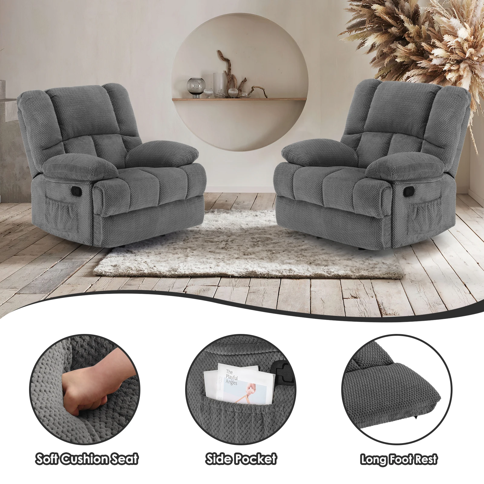 Oversized Rocker Recliner Chair, High Back Comfortable & Heavy Duty - Image 7