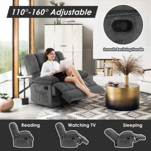 Oversized Rocker Recliner Chair, High Back Comfortable & Heavy Duty - Thumbnail Image 6