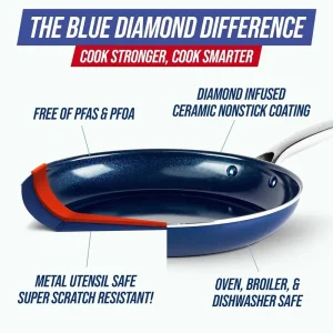 11-Piece Nonstick Blue Set with Utensils, Scratch-Resistant, Dishwasher and Oven Safe - Thumbnail Image 4
