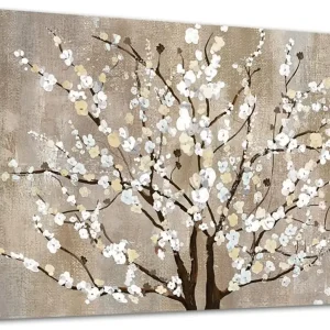 Stunning Flower Canvas Wall Art -, Ready To Hang, Elegant Prints Plum - Thumbnail Image 2