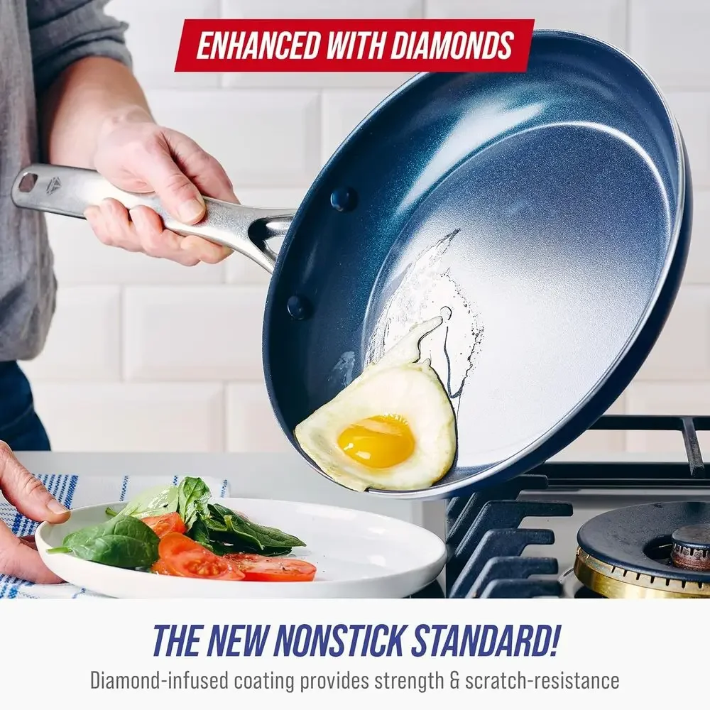 11-Piece Nonstick Blue Set with Utensils, Scratch-Resistant, Dishwasher and Oven Safe - Image 2
