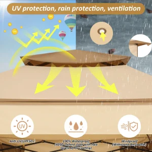 11x11 Gazebo Canopy Tent with Mosquito Nettings, and Double Roof Ventilation - Thumbnail Image 4