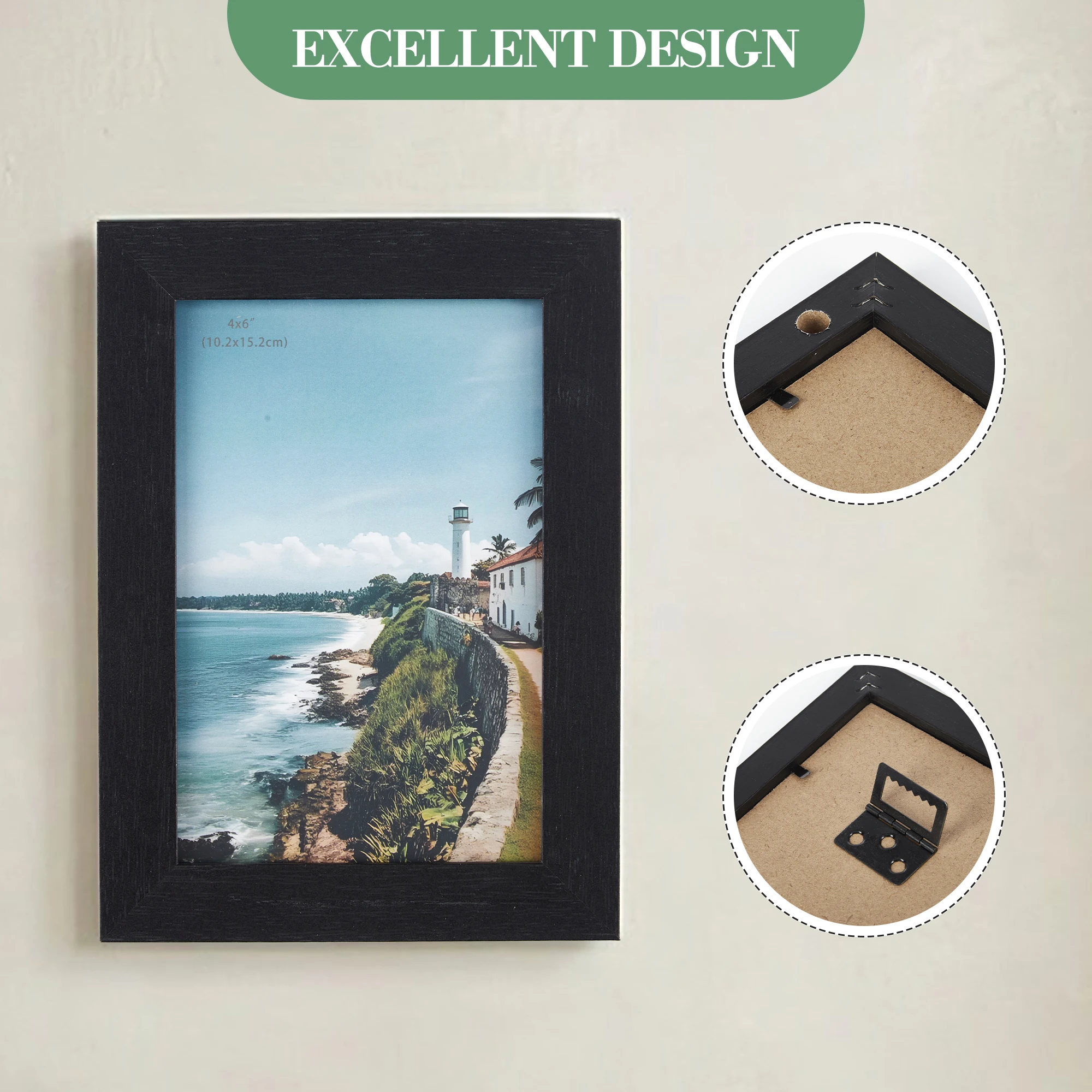 Collage Photo Frame Set – Black 4x6 MDF Wood Frames,Shat terproof Glass, Easy Assembly - Image 8