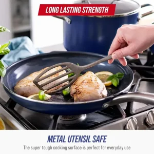 11-Piece Nonstick Blue Set with Utensils, Scratch-Resistant, Dishwasher and Oven Safe - Thumbnail Image 6