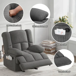 Oversized Rocker Recliner Chair, High Back Comfortable & Heavy Duty - Thumbnail Image 5