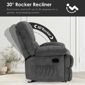 Oversized Rocker Recliner Chair, High Back Comfortable & Heavy Duty - Thumbnail Image 4