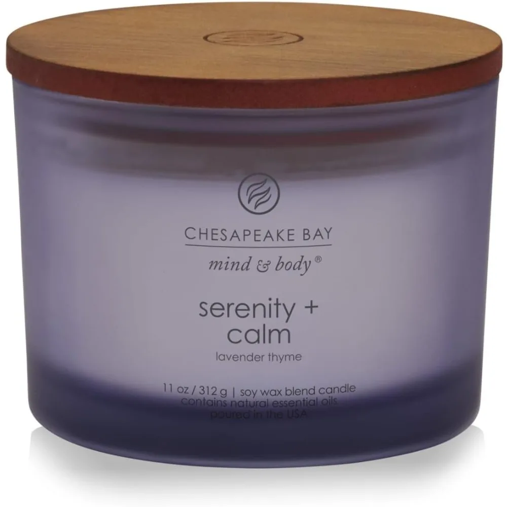 Lavender Thyme Scented Aromatherapy Candle, Relaxing Calming Soy Wax Candle. Serenity - Image 1