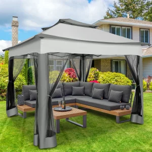 12x12FT Pop Up Gazebos -Easy Up Metal Outdoor Gazebo Waterproof - with Mosquito Nettings,  Carry Bag - Thumbnail Image 9