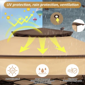 12x12FT Pop Up Gazebos -Easy Up Metal Outdoor Gazebo Waterproof - with Mosquito Nettings,  Carry Bag - Thumbnail Image 7