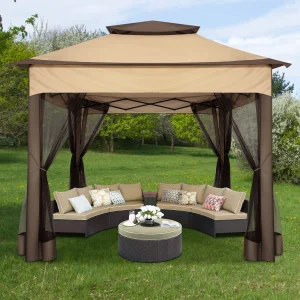 12x12FT Pop Up Gazebos -Easy Up Metal Outdoor Gazebo Waterproof - with Mosquito Nettings,  Carry Bag - Thumbnail Image 2