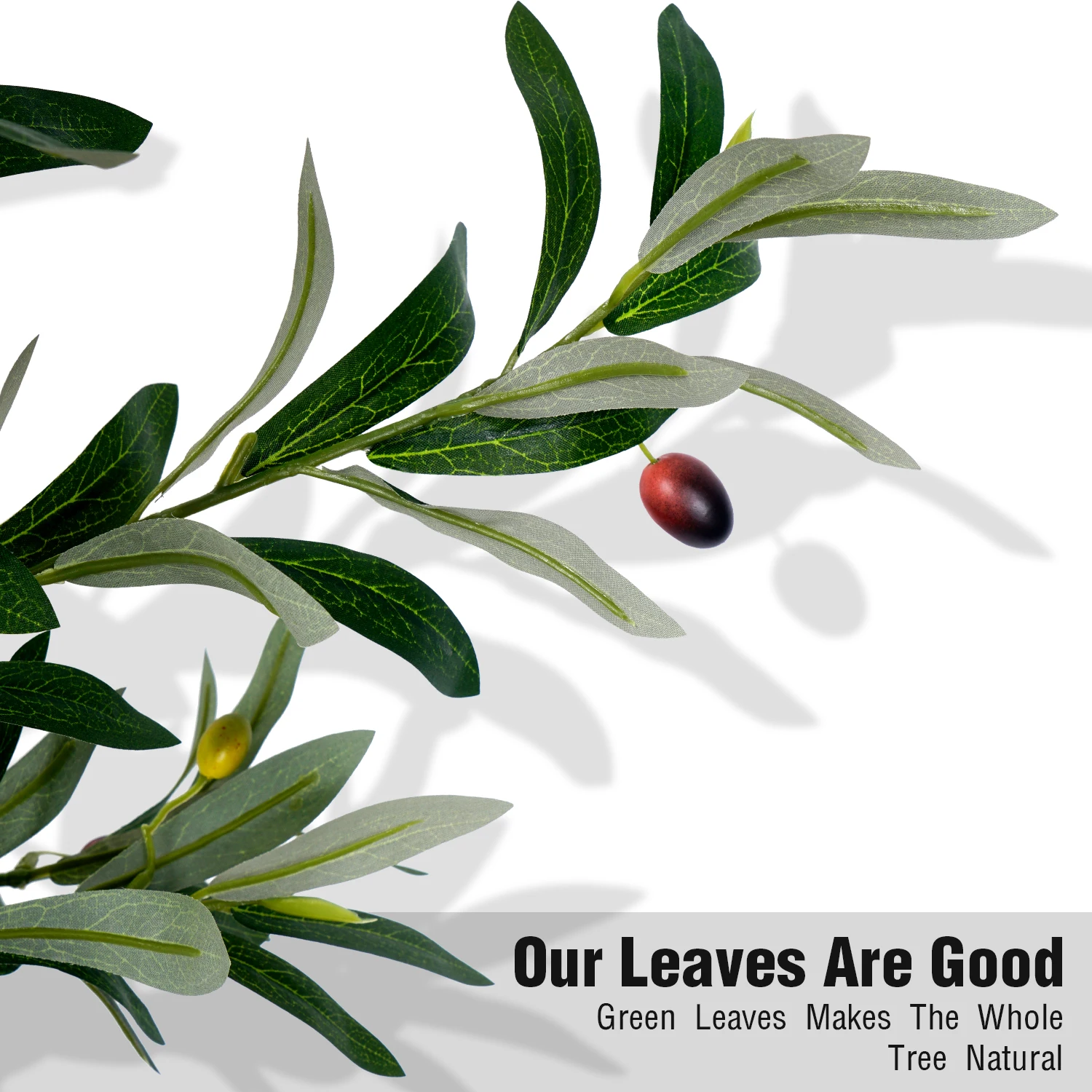 Olive Trees Artificial Indoor, 5.25/6.10/7.10FT Tall, with Black Pot, Artificial Plants w/Natural Wood Trunk and Lifelike - Image 3