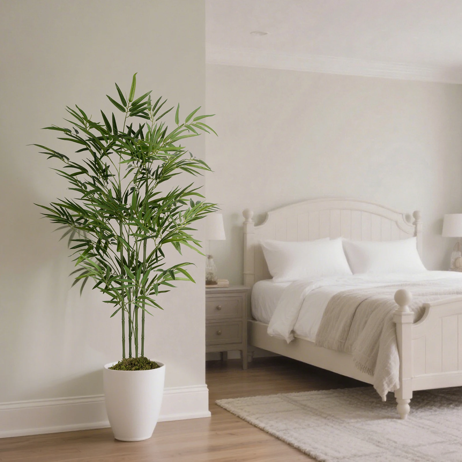 4/5/6ft Tall Artificial Bamboo Tree, Bamboo Plant in Black Pot Faux Trees with Realistic Trunks & Lifelike Leaves - Image 5