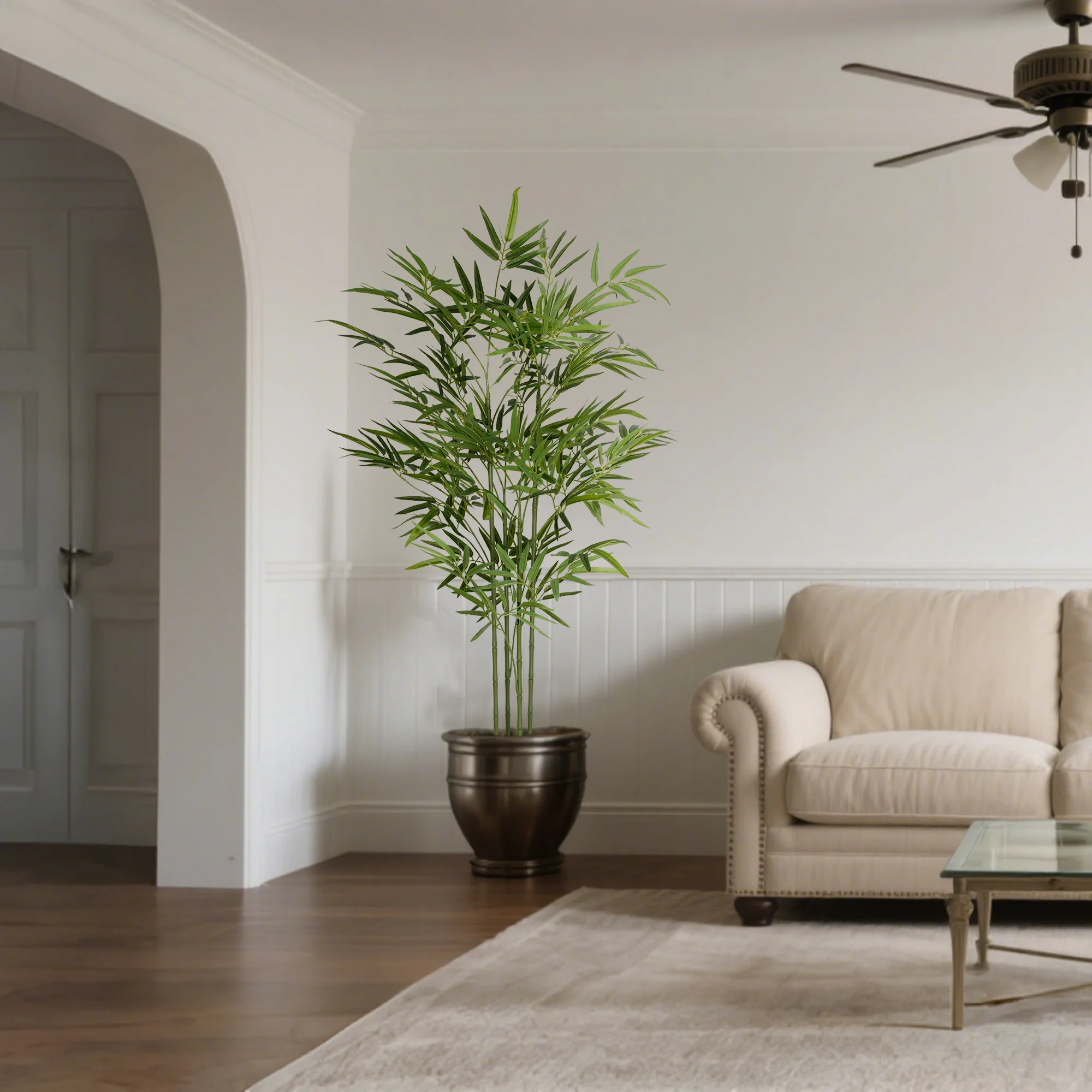 4/5/6ft Tall Artificial Bamboo Tree, Bamboo Plant in Black Pot Faux Trees with Realistic Trunks & Lifelike Leaves - Image 7