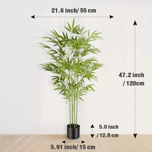 4/5/6ft Tall Artificial Bamboo Tree, Bamboo Plant in Black Pot Faux Trees with Realistic Trunks & Lifelike Leaves - Thumbnail Image 11