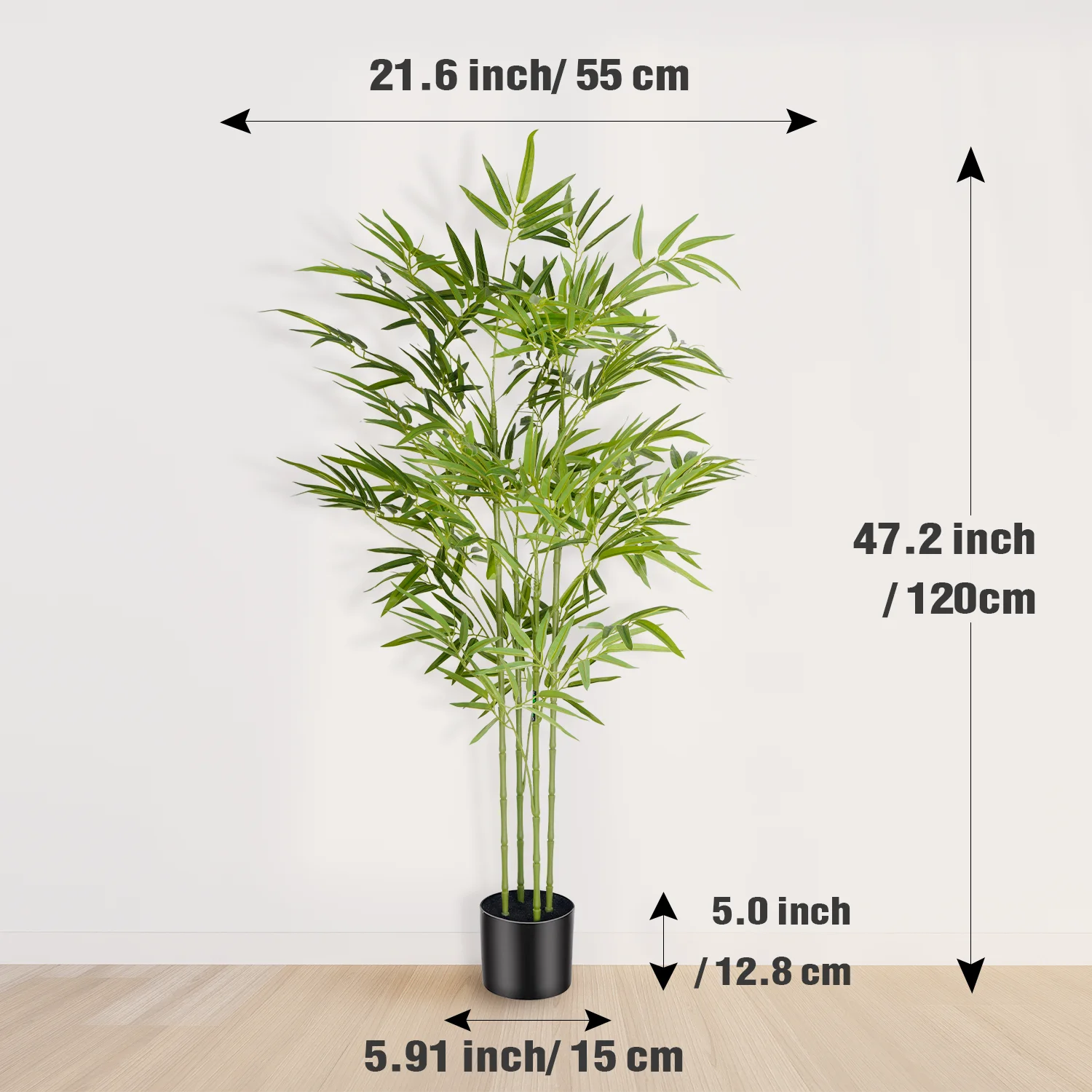 4/5/6ft Tall Artificial Bamboo Tree, Bamboo Plant in Black Pot Faux Trees with Realistic Trunks & Lifelike Leaves - Image 11