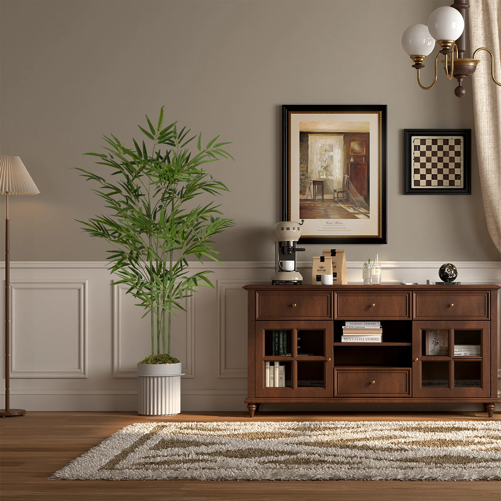 4/5/6ft Tall Artificial Bamboo Tree, Bamboo Plant in Black Pot Faux Trees with Realistic Trunks & Lifelike Leaves - Image 1