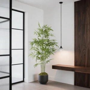 4/5/6ft Tall Artificial Bamboo Tree, Bamboo Plant in Black Pot Faux Trees with Realistic Trunks & Lifelike Leaves - Thumbnail Image 6