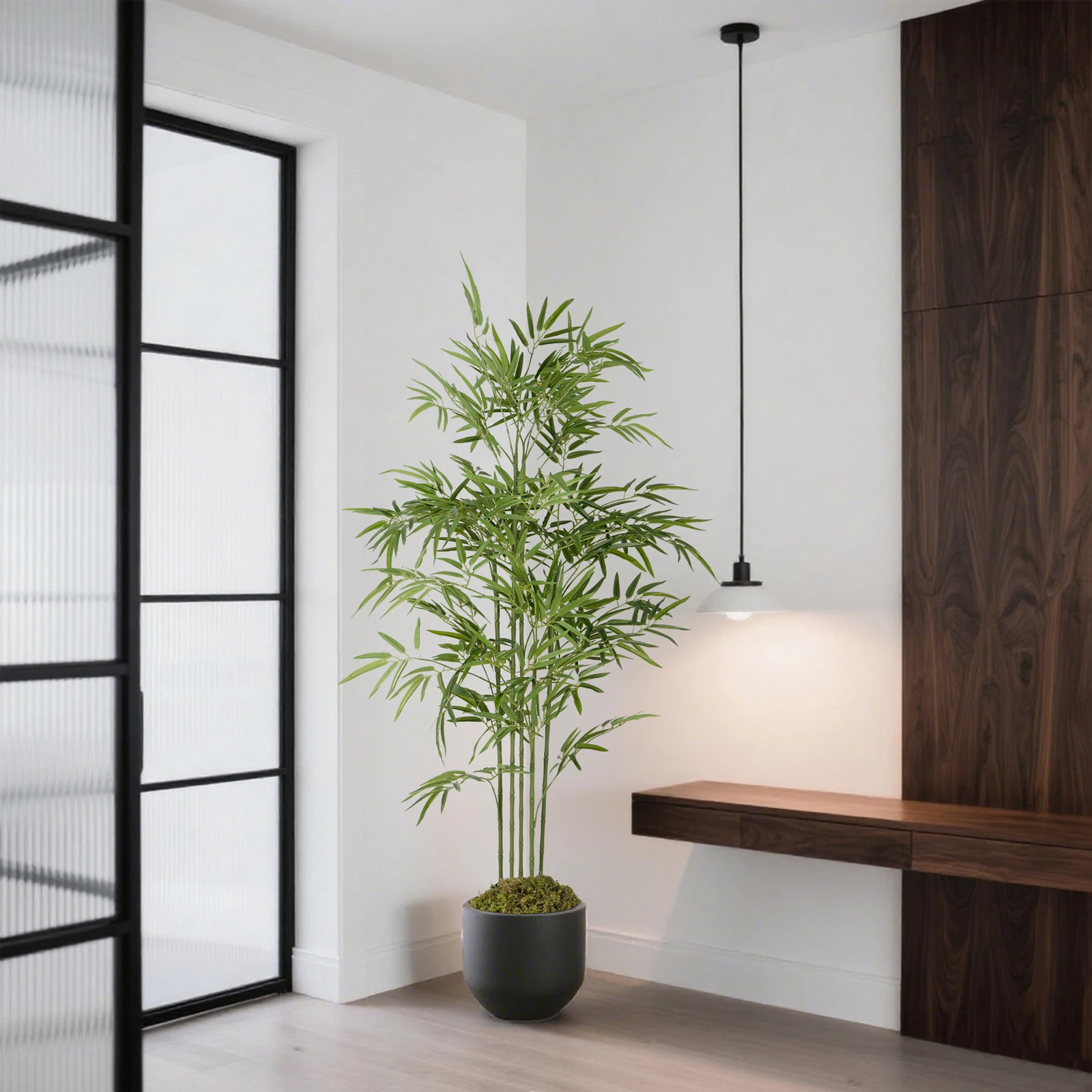 4/5/6ft Tall Artificial Bamboo Tree, Bamboo Plant in Black Pot Faux Trees with Realistic Trunks & Lifelike Leaves - Image 6