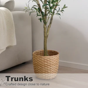 Olive Trees Artificial Indoor, 5.25/6.10/7.10FT Tall, with Black Pot, Artificial Plants w/Natural Wood Trunk and Lifelike - Thumbnail Image 4