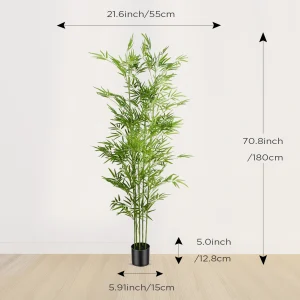 4/5/6ft Tall Artificial Bamboo Tree, Bamboo Plant in Black Pot Faux Trees with Realistic Trunks & Lifelike Leaves - Thumbnail Image 9