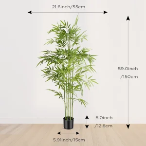 4/5/6ft Tall Artificial Bamboo Tree, Bamboo Plant in Black Pot Faux Trees with Realistic Trunks & Lifelike Leaves - Thumbnail Image 10